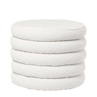 Pouf Blanc Avec Tissu En Peau De Mouton Et Espace De Rangement