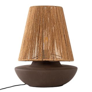 Lampe De Table En Corde De Chanvre Et Base Brune