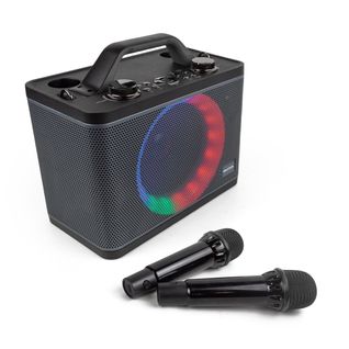 Karaoké Portable Partygo - 2 Microphones - Bluetooth, USB, Aux Et Microsd - Lumière LED