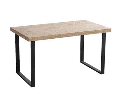 Table À Manger Fixe, Modèle Nordish, Chêne Massif 54 Mm D'épaisseur, Pieds Métalliques, 140x80x76cm