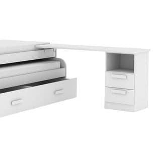 Bureau Support De Lit + Bloc Tiroir Aggloméré Blanc Abs 76,5x150x45cm