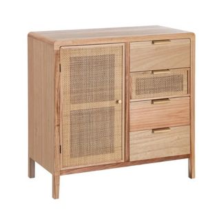 Buffet Nature En Bois Et Rotin 80x82cm Wesley