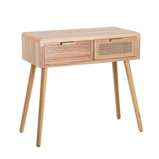 Console En Rotin Et Bois 2 Tiroirs Wesley