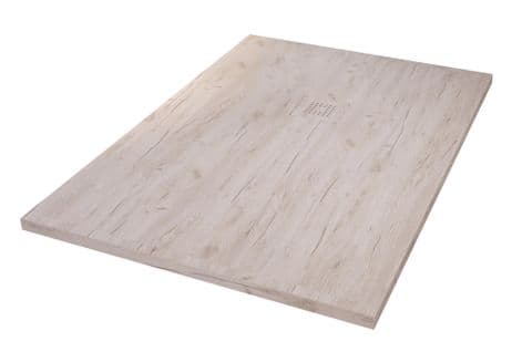 Receveur Nola 3 - 80x120x3cm - Résine - Nature Bois - Bonde