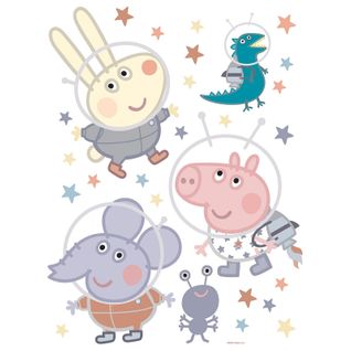 Sticker Peppa Pig Et Sa Famille Dans L'espace - 1 Planche 42,5 X 65 Cm
