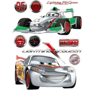 Stickers Géant Cars Flash Mcqueen et Francesco Bernoulli Silver Disney