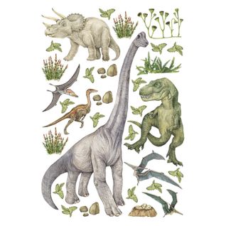 Stickers Dinosaure Dans La Foret - 1 Planche 42,5 X 65 Cm