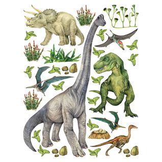 Sticker Dinosaures - 6 Espèces De Dinosaures - 1 Planche 65 X 85 Cm