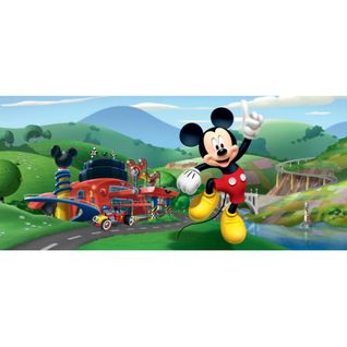 Poster Horizontal Mickey Mouse Devant Son Garage De Disney Intisse 202cm X 90cm