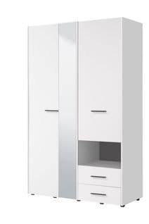 Armoire 2 portes, miroir LEON blanc