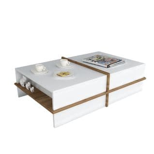 Table Basse Kumori 90x60cm Bois Clair Et Blanc