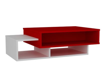 Table Basse Asymétrique Superimposita Bois Blanc Et Rouge