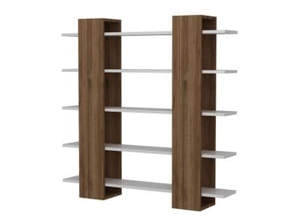 Étagère Bibliothèque Dokar L120xh120cm Bois Foncé Et Blanc