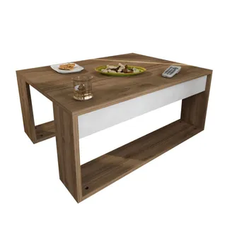 Table Basse Amplo 80cm Bois Blanc Et Naturel