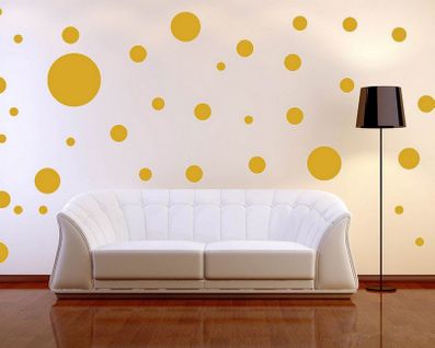 Sticker Polka Dots - Cercle - Au Mur - Or En Vinyle, 25 X 0,15 X 29 Cm