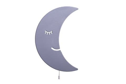 Applique Smiling Moon - Gris En Mdf, 25 X 3 X 40 Cm, 1 X LED Strip, Max 14,4 W, 600lm