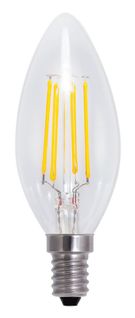 Ampoule Candle Transparent En Métal, Verre, 3,5 X 3,5 X 9,6 Cm, 1 X E14, 4w, 400lm, 2800k