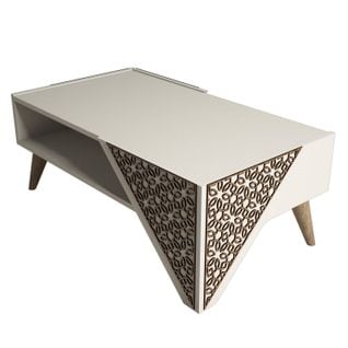 Table Basse Forces Motif Arabesque Bois Et Blanc Créme