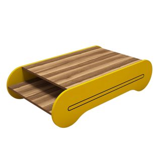 Table Basse Design Erval L120cm Bois Foncé Et Jaune