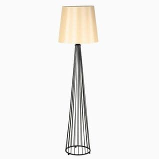 Lampadaire Pied Filaire Cône Accensa 165cm Tissu Beige Et Métal Noir