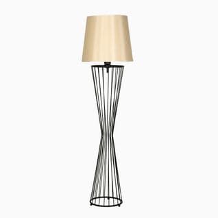 Lampadaire Pied Filaire Sablier Accensa 165cm Tissu Beige Et Métal Noir