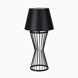 Lampe à Poser Pied Filaire Sablier Accensa 65cm Métal Noir Et Tissu Noir