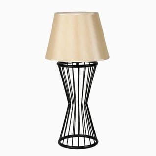 Lampe à Poser Pied Filaire Sablier Accensa 65cm Métal Noir Et Tissu Blanc Blanc Créme