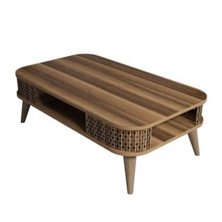 Table Basse Chanez Avec Rangement L105cm Bois Foncé