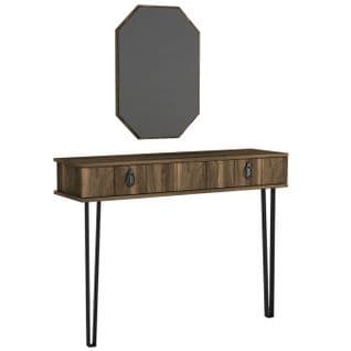 Ensemble Console 1 Tiroir Avec Miroir Tulipia Bois Foncé