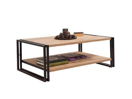 Table Basse - Double Plateau - Naturel Et Noir  - Kalusi