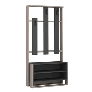 Meuble D'entrée Izarde H180cm Moka Et Anthracite