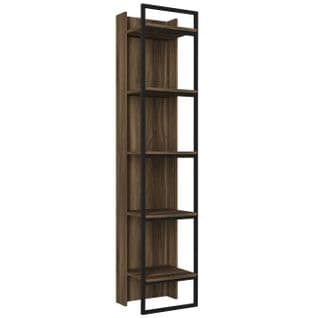 Étagère Bibliothèque Niro L39cm Bois Foncé Et Métal Noir