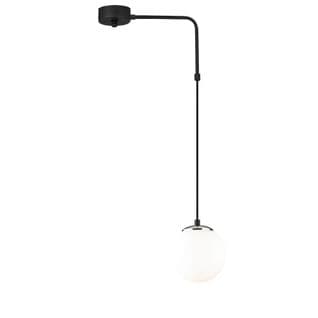 Suspension En L 1 Lampe Globe Arinore Verre Blanc Et Métal Noir