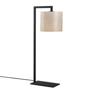 Lampe à Poser Comus H65cm Métal Noir Et Tissu Blanc Créme