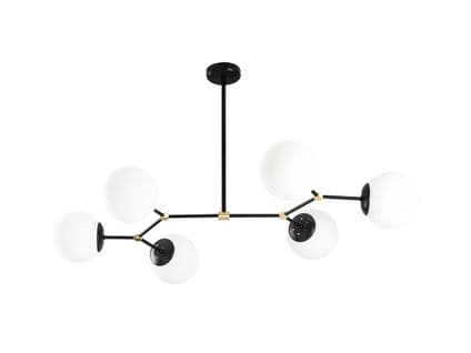 Suspension En Métal 6 Globes Damar - L. 100 X H. 52 Cm - Noir Et Blanc