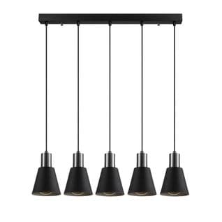 Suspension 5 Lampes Alignées Conixa Métal Noir Et Nickel