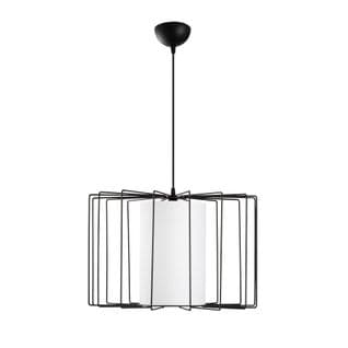 Suspension Filaire Cylindre 1 Lampe Nagas D47cm Métal Noir Et Tissu Blanc