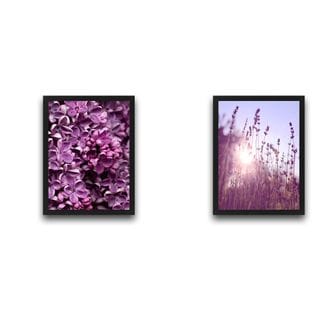 Lot De 2 Tableaux Duo L30xh40cm Motif Fleurs Lilas Et Lavande Violet