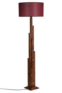 Lampadaire Abies H168cm Bois Clair Et Tissu Bordeaux