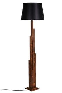 Lampadaire Design Abies H175cm Bois Foncé Et Tissu Noir