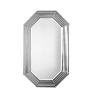 Miroir Décoratif Hexagone Bekota 60x100cm Verre Trempé Argent