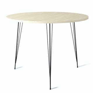 Table Ronde Gillson D90cm Métal Noir Et Chêne Clair