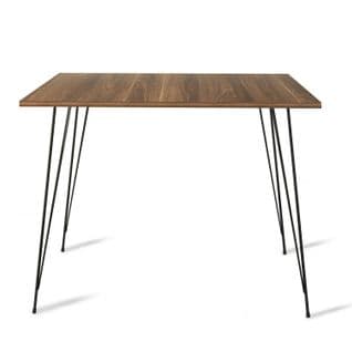 Table à Manger Carrée Meero L90cm Bois Foncé Et Métal Noir