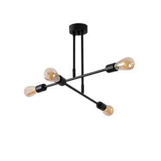 Suspension 2 Bras 4 Lampes Dumpling D70cm Métal Noir