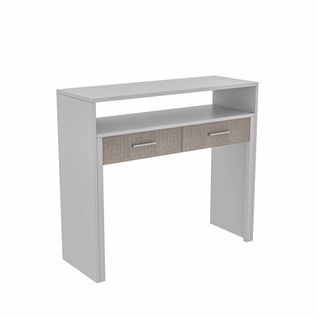 Bureau Extensible 2 Tiroirs Atsuji 99x88cm Bois Blanc