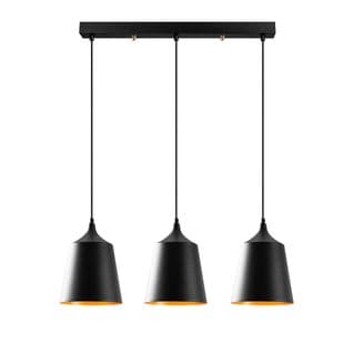 Suspension 3 Lampes Troncs De Cône Alignés Grover 70cm Métal Noir