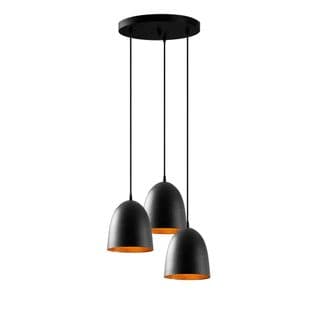 Suspension 3 Lampes Cloches Saccade Gakuli D20cm Métal Martelées Noir