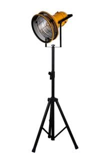 Lampadaire Projecteur Style Industriel Molky H240cm Métal Orange Et Noir