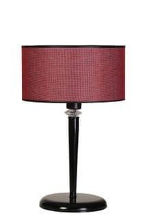 Lampe à Poser Classique Pied Évasé Verdon H55cm Métal Noir Et Tissu Bordeaux