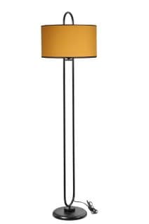 Lampadaire Elliptique Ovalis 170cm Tissu Jaune Et Métal Noir